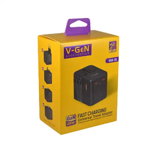 V-GeN VUA-01 Universal Travel Charger GaN 25W 4 Port with 4 tipe Charger