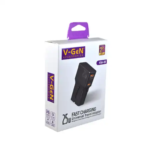 V-GeN VUA-05 Universal Travel Charger GaN 25W with 4 tipe Stop kontak